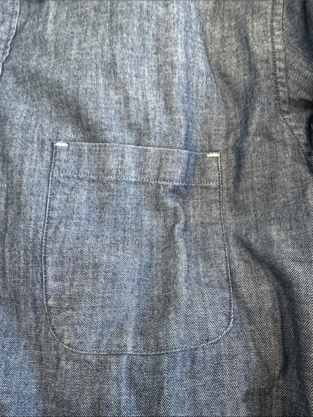 J. Crew Indigo Chambray Button-Down Shirt With Front Pocket Detail